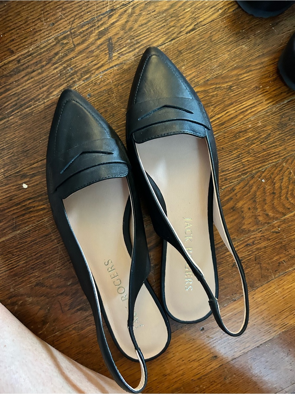 Jack Rogers Black Pointed Slingback Loafers